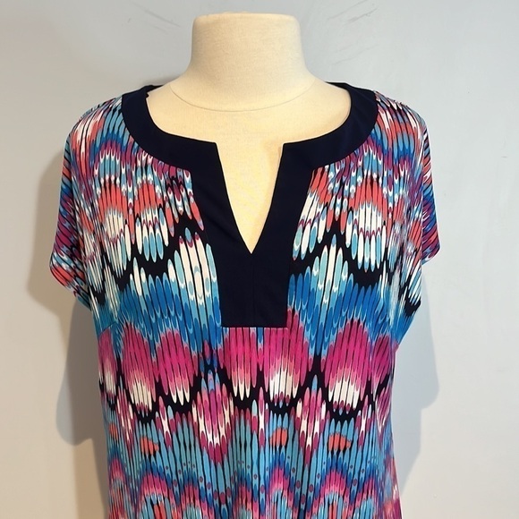 Laundry by Shelli Segal mosaic colorful tunic dress size large - Picture 3 of 10